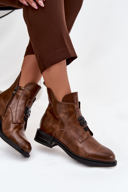 aquecimento Pele Botas femininas Com decorações Detalem cor marrom Briselda