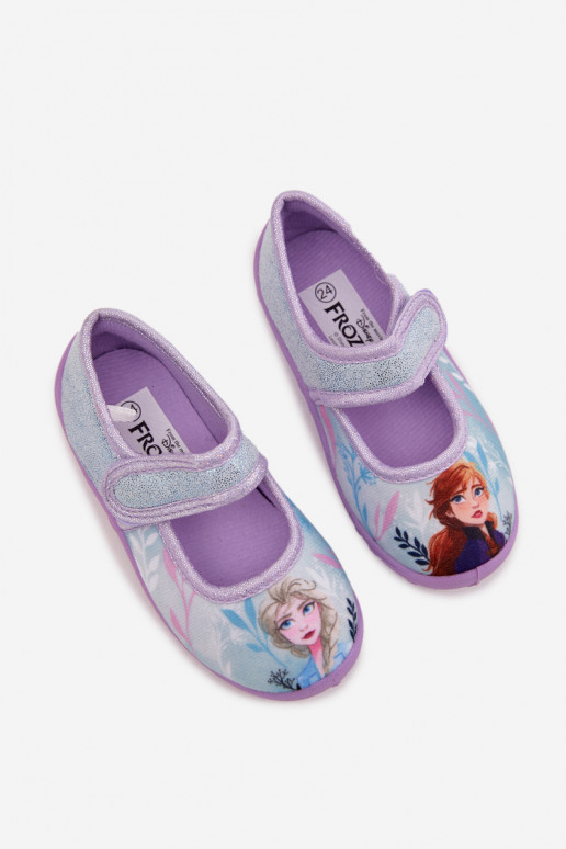 bailarinas Chinelos Infantil com fixadores adesivos Frozen Congeladas azul claro Olivessa