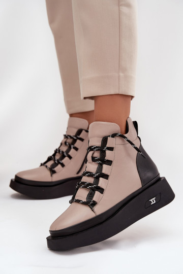 Pele Botas femininas com uma plataforma aquecimento Artiker 55C0884 bege 2