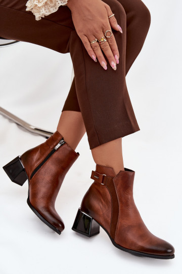 Pele Botas femininas com salto aquecimento Zazoo 60563 cor marrom