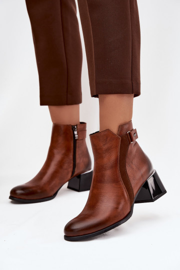 Pele Botas femininas com salto aquecimento Zazoo 60563 cor marrom 2