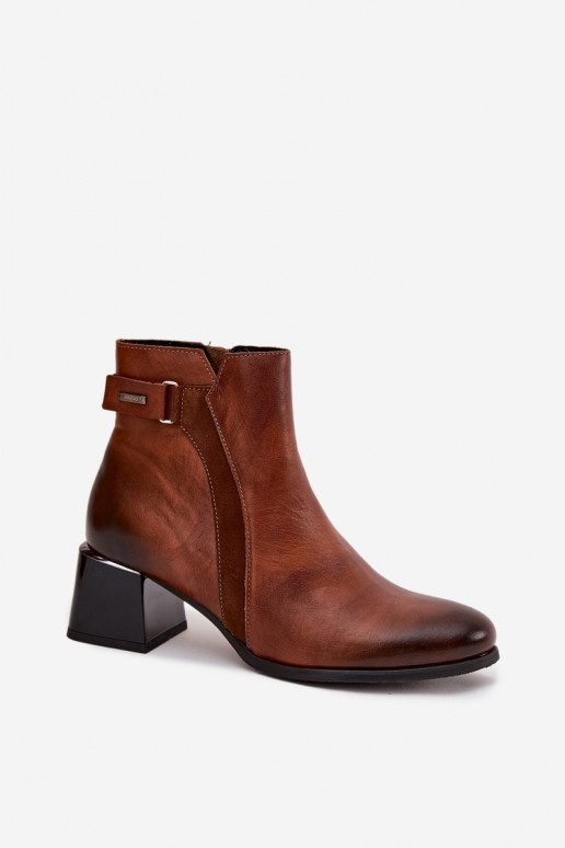 Pele Botas femininas com salto aquecimento Zazoo 60563 cor marrom