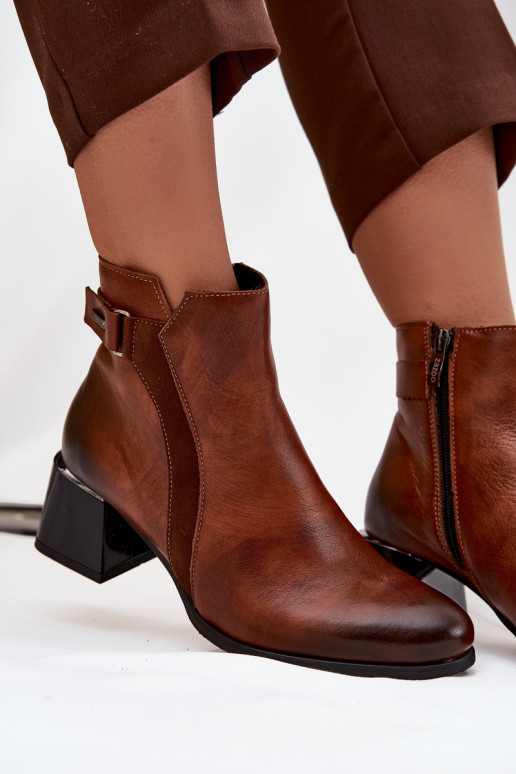 Pele Botas femininas com salto aquecimento Zazoo 60563 cor marrom