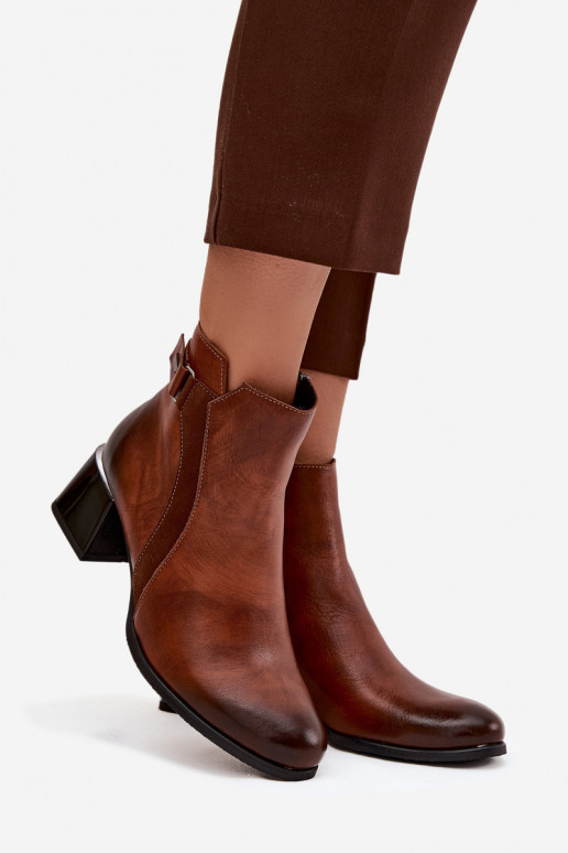 Pele Botas femininas com salto aquecimento Zazoo 60563 cor marrom