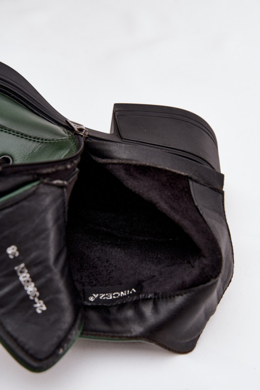 Botas femininas de couro natural Klocke aquecimento Vinceza 39950 cor cáqui