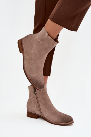 Botas femininas com salto largo Vinceza 39961 bege