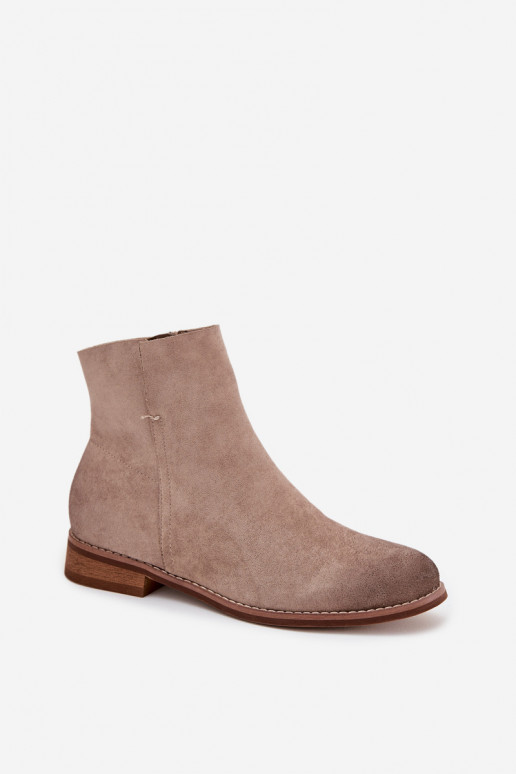 Botas femininas com salto largo Vinceza 39961 bege