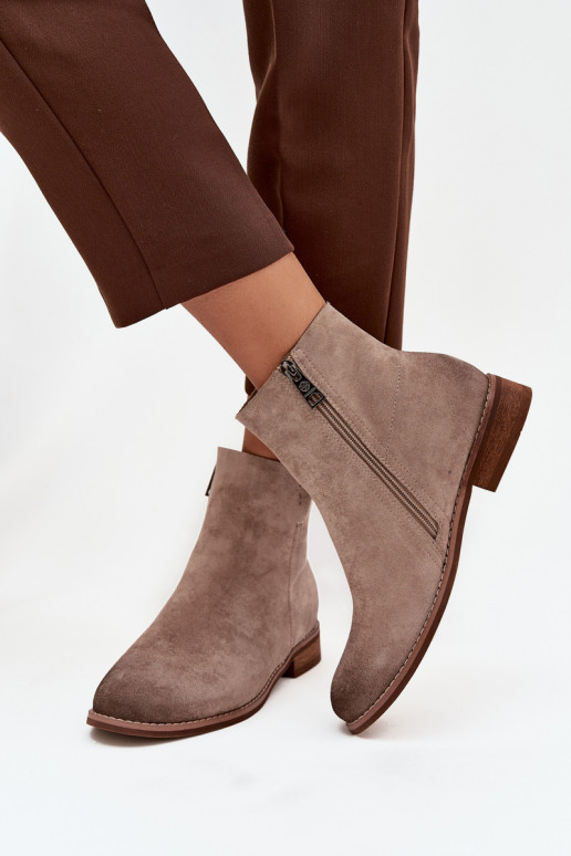 Botas femininas com salto largo Vinceza 39961 bege