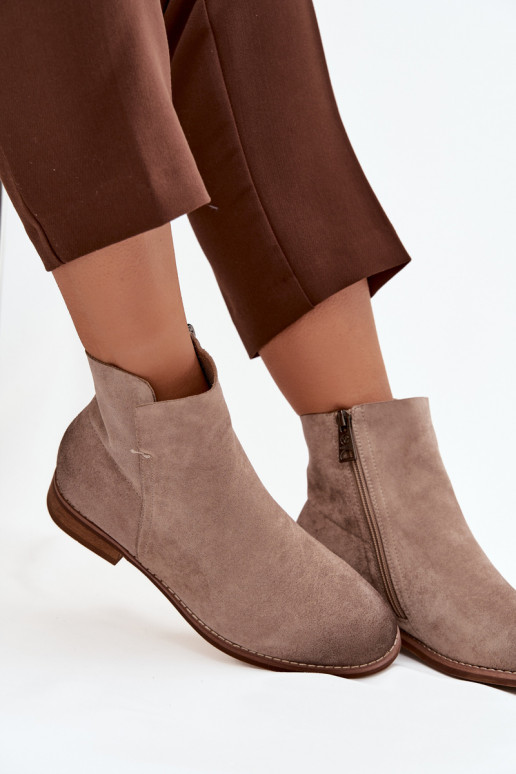 Botas femininas com salto largo Vinceza 39961 bege