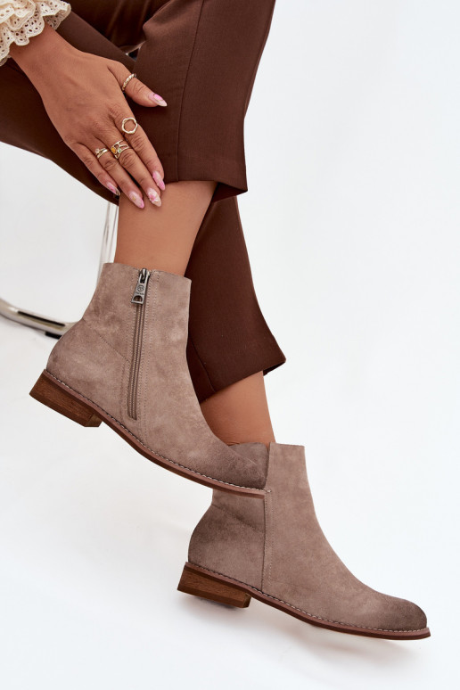 Botas femininas com salto largo Vinceza 39961 bege