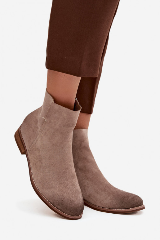 Botas femininas com salto largo Vinceza 39961 bege