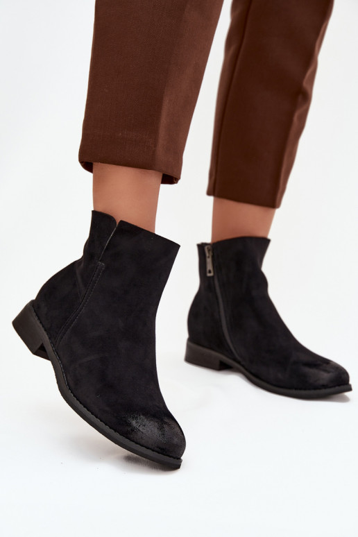 Botas femininas com salto largo Vinceza 39961 cor preta