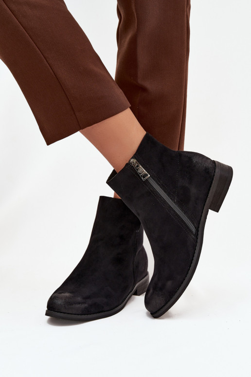 Botas femininas com salto largo Vinceza 39961 cor preta