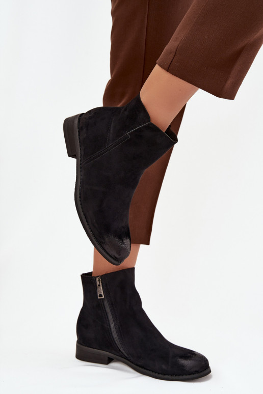 Botas femininas com salto largo Vinceza 39961 cor preta