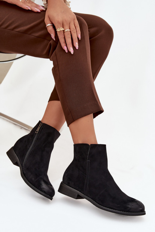 Botas femininas com salto largo Vinceza 39961 cor preta