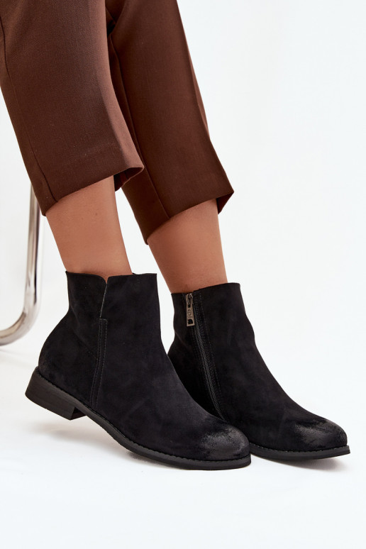 Botas femininas com salto largo Vinceza 39961 cor preta