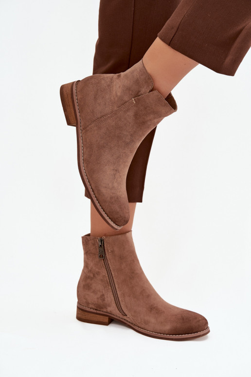 Botas femininas com salto largo Vinceza 39961 cor marrom