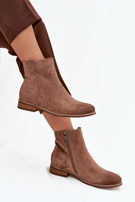 Botas femininas com salto largo Vinceza 39961 cor marrom