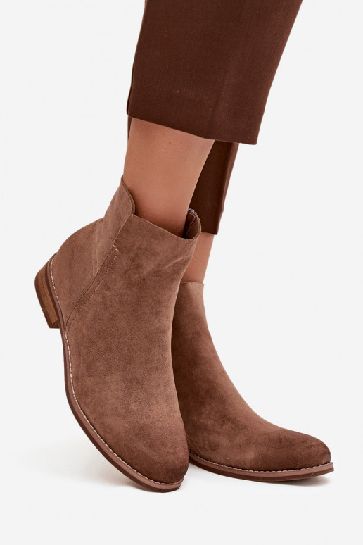 Botas femininas com salto largo Vinceza 39961 cor marrom