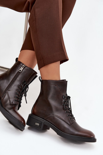 Botas femininasHabilitadoturalnej Skóry De salto baixo aquecimento Vinceza 39955 CzekoladoParae