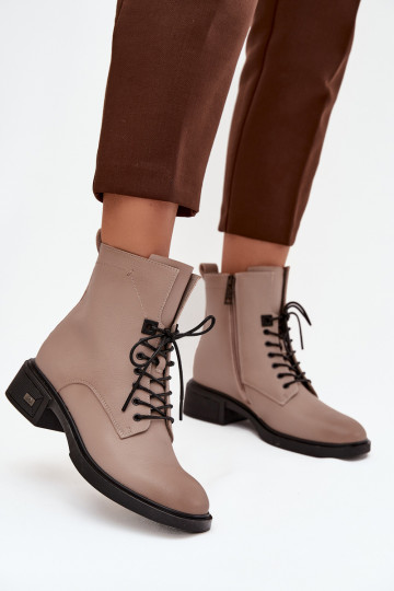 Botas femininasHabilitadoturalnej Skóry De salto baixo aquecimento Vinceza 39955 bege 2