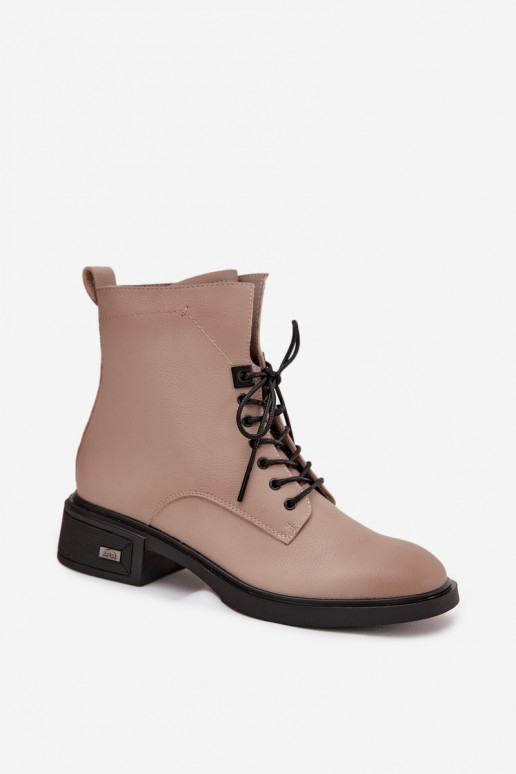 Botas femininasHabilitadoturalnej Skóry De salto baixo aquecimento Vinceza 39955 bege