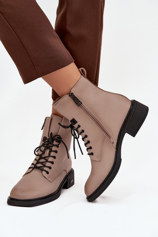 Botas femininasHabilitadoturalnej Skóry De salto baixo aquecimento Vinceza 39955 bege