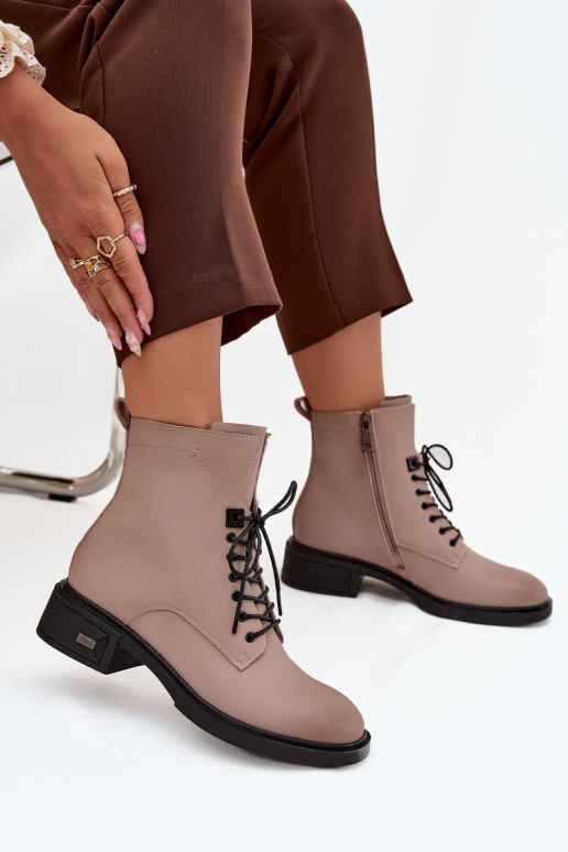 Botas femininasHabilitadoturalnej Skóry De salto baixo aquecimento Vinceza 39955 bege