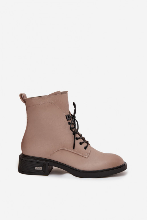 Botas femininasHabilitadoturalnej Skóry De salto baixo aquecimento Vinceza 39955 bege