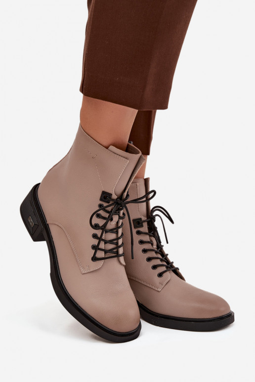 Botas femininasHabilitadoturalnej Skóry De salto baixo aquecimento Vinceza 39955 bege
