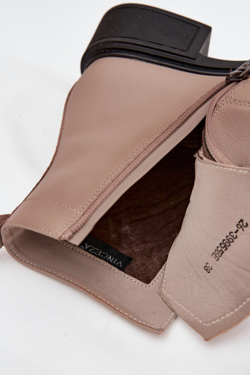 Botas femininasHabilitadoturalnej Skóry De salto baixo aquecimento Vinceza 39955 bege