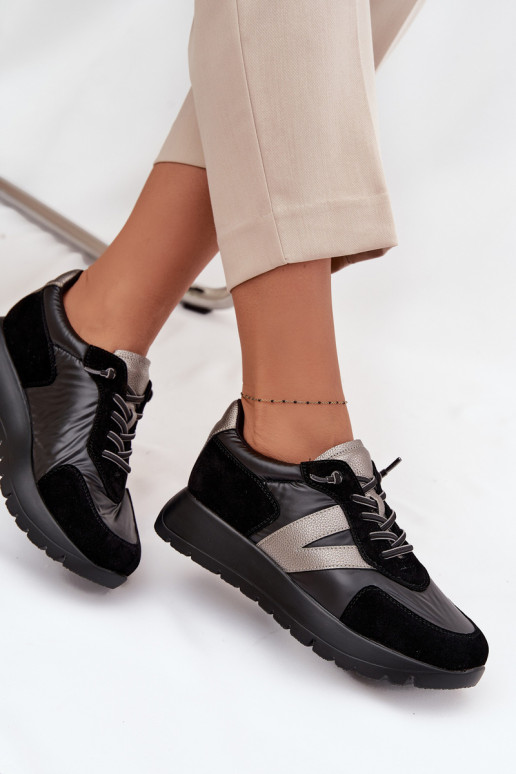 À modalo de tênis Feminino com uma plataforma Vinceza 58561 cor preta