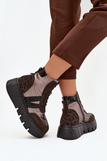 Botas femininas aquecimento com uma plataforma Vinceza 58562 cor marrom 2