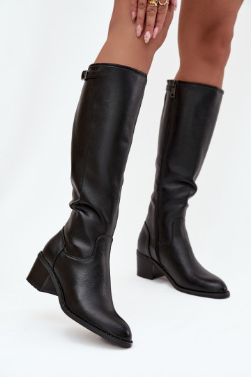 Botas quentes com salto com fivelas Vinceza 58589 cor preta 2