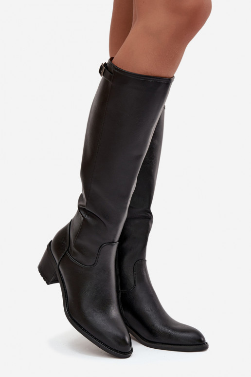 Botas quentes com salto com fivelas Vinceza 58589 cor preta