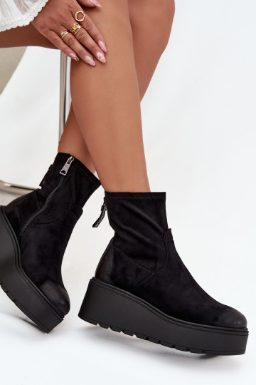 Botas femininas com uma plataforma aquecimento Vinceza 58596 cor preta