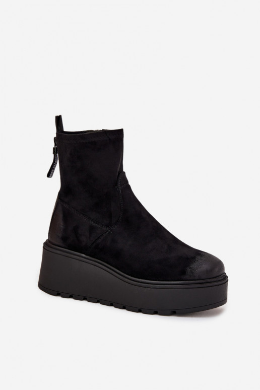 Botas femininas com uma plataforma aquecimento Vinceza 58596 cor preta