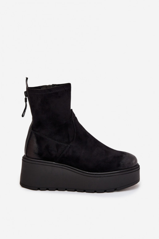 Botas femininas com uma plataforma aquecimento Vinceza 58596 cor preta