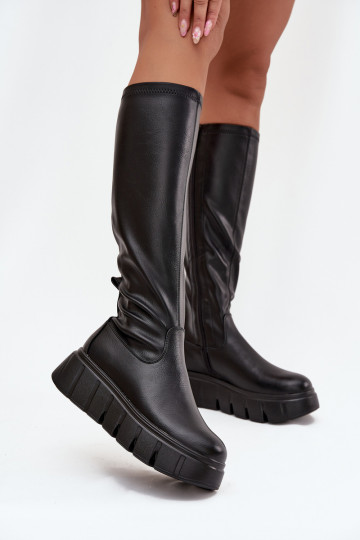 botas femininas com uma plataforma Casal o castelo Vinceza 58553 cor preta 2