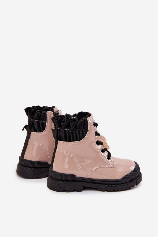 com efeito verniz Botas Infantil aquecimentoPrzypinką ursinhos de pelúcia bege Fionessa com efeito verniz Botas Infantil aquecimentoPrzypinką ursinhos de pelúcia bege Fionessa