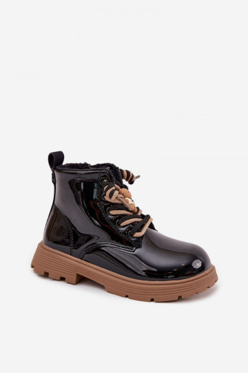 aquecimento Botas Infantil com efeito vernizPrzypinką ursinhos de pelúcia cor preta Jovellea