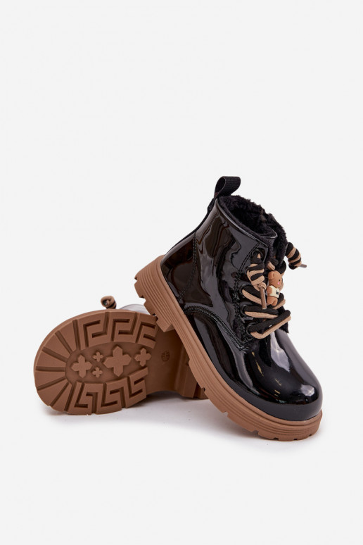 aquecimento Botas Infantil com efeito vernizPrzypinką ursinhos de pelúcia cor preta Jovellea aquecimento Botas Infantil com efeito vernizPrzypinką ursinhos de pelúcia cor preta Jovellea