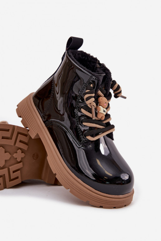 aquecimento Botas Infantil com efeito vernizPrzypinką ursinhos de pelúcia cor preta Jovellea aquecimento Botas Infantil com efeito vernizPrzypinką ursinhos de pelúcia cor preta Jovellea