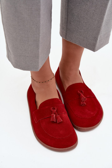 Pele Mocassins de camurça Typu Barefoot Zazoo 322 cor vermelha
