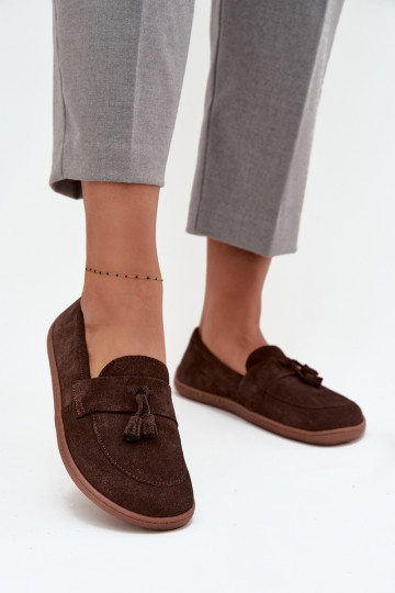 Pele Mocassins de camurça Typu Barefoot Zazoo 322 CzekoladoParae
