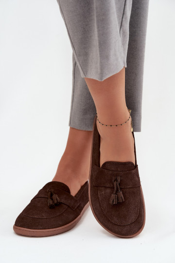 Pele Mocassins de camurça Typu Barefoot Zazoo 322 CzekoladoParae 2