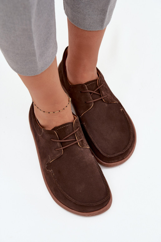 sapato Feminino Typu BarefootHabilitadoturalnego de camurçau Zazoo 327 CzekoladoParae