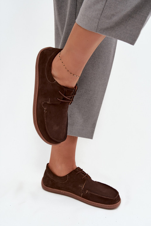 sapato Feminino Typu BarefootHabilitadoturalnego de camurçau Zazoo 327 CzekoladoParae