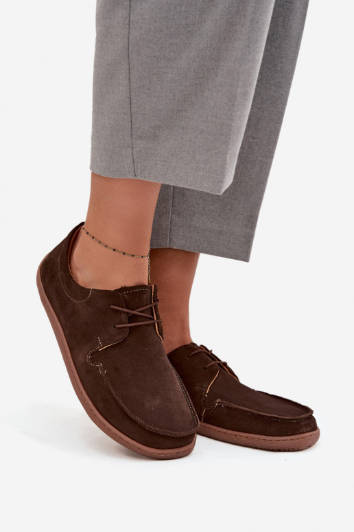 sapato Feminino Typu BarefootHabilitadoturalnego de camurçau Zazoo 327 CzekoladoParae