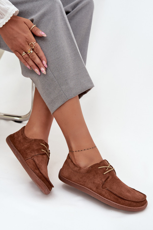 sapato Feminino Typu BarefootHabilitadoturalnego de camurçau Zazoo 327 cor marrom